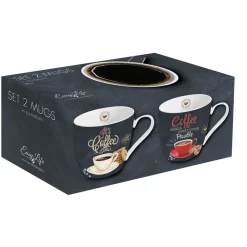 Easy Life 2 Tasses en porcelaineIT’S COFFEE TIME> Quotidienne|Petit Dejeuner