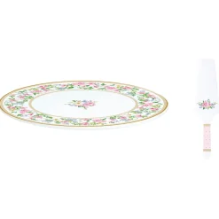 Easy Life Assiette à gâteau Ø 32 cm avec pelle GARDEN JOY> Romantique|Services De Table En Porcelaine​