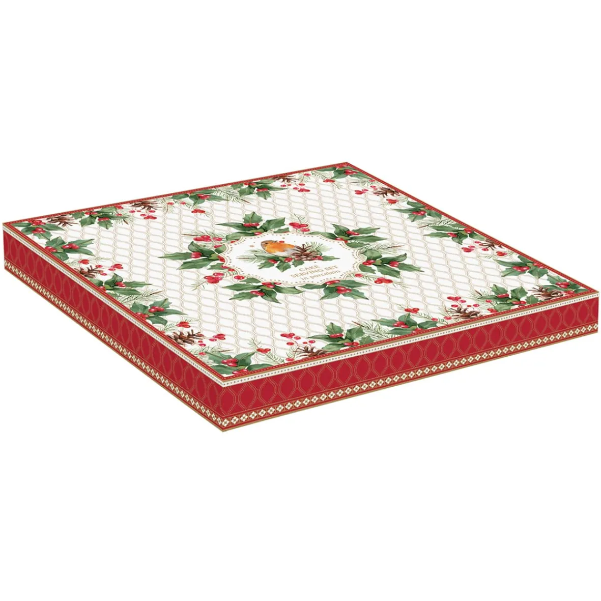 Easy Life Assiette à gâteau avec pelle de service CHRISTMAS BERRIES> Noël|Services De Table En Porcelaine