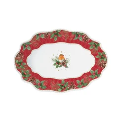 Easy Life Assiette ovale rouge-gorge CHRISTMAS BERRIES> Noël|Services De Table En Porcelaine