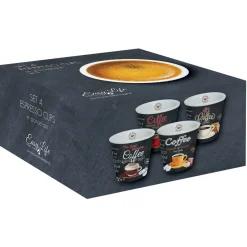 Easy Life Coffret 4 gobelets à café 110 ml en porcelaine IT’S COFFEE TIME> Quotidienne|Petit Dejeuner