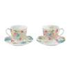 Easy Life Coffret de 2 tasses avec soucoupes en porcelaine, 225 ml chacune, dans une boîte cadeau PRINTEMP> Petit Dejeuner