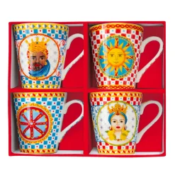 Easy Life ensemble 4 MugsSICILY> Ethnique|Petit Dejeuner