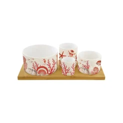 Easy Life Ensemble apéritif avec 4 bols et plateau CORAL REEF> Services De Table En Porcelaine|Coral Reef