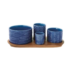 Easy Life Ensemble apéritif avec 4 bols et plateau SEA LIFE> Services De Table En Porcelaine|Sea Life