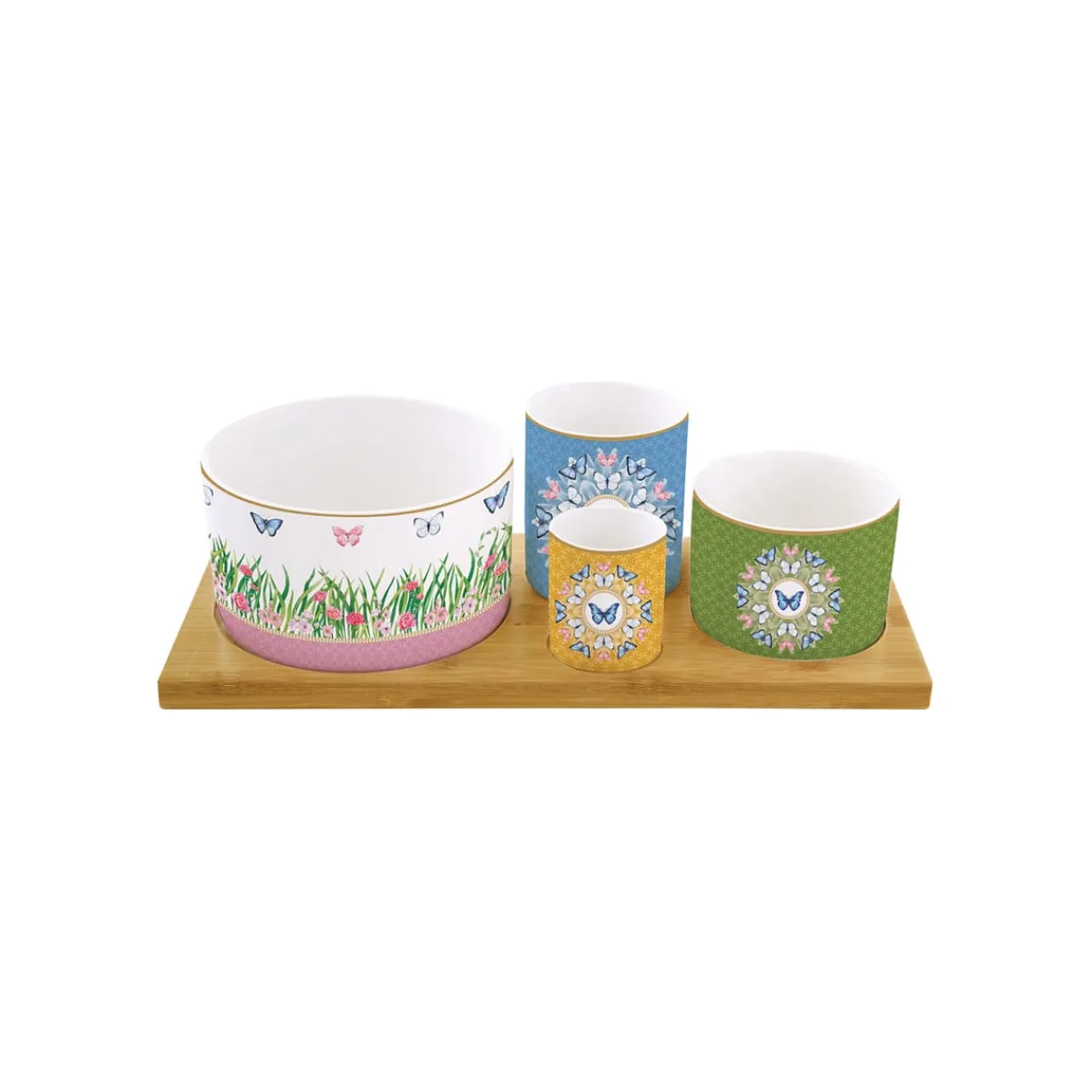 Easy Life Ensemble apéritif avec 4 bols et un plateau SPRING PARADE> Romantique|Services De Table En Porcelaine