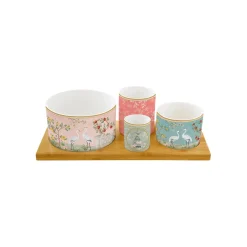Easy Life Ensemble apéritif en bambou avec 4 bols JARDIN DE REVES> Nature|Services De Table En Porcelaine
