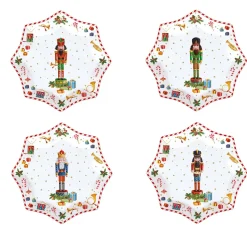 Easy Life Ensemble de 4 assiettes àdessert Vintage NUTCRACKER> Noël|Services De Table En Porcelaine​