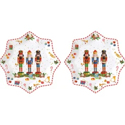 Easy Life Ensemble de 2 assiettes àdessert Vintage NUTCRACKER> Noël|Services De Table En Porcelaine