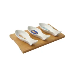 Easy Life Ensemble de 3 bols avec un plateau BORD DE MER> Maritime|Services De Table En Porcelaine