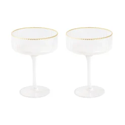 Easy Life Ensemble de 2 coupes à champagne avec fil d’or FESTIVE> Services De Table En Porcelaine|Festive