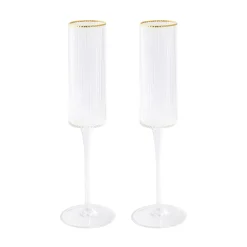Easy Life Ensemble de 2 flûtes avec fil d’or FESTIVE> Services De Table En Porcelaine|Festive