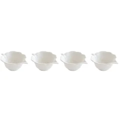 Easy Life Ensemble de 4 mini bols en porcelaine en forme de feuille LEAVES WHITE> Moderne|Services De Table En Porcelaine​