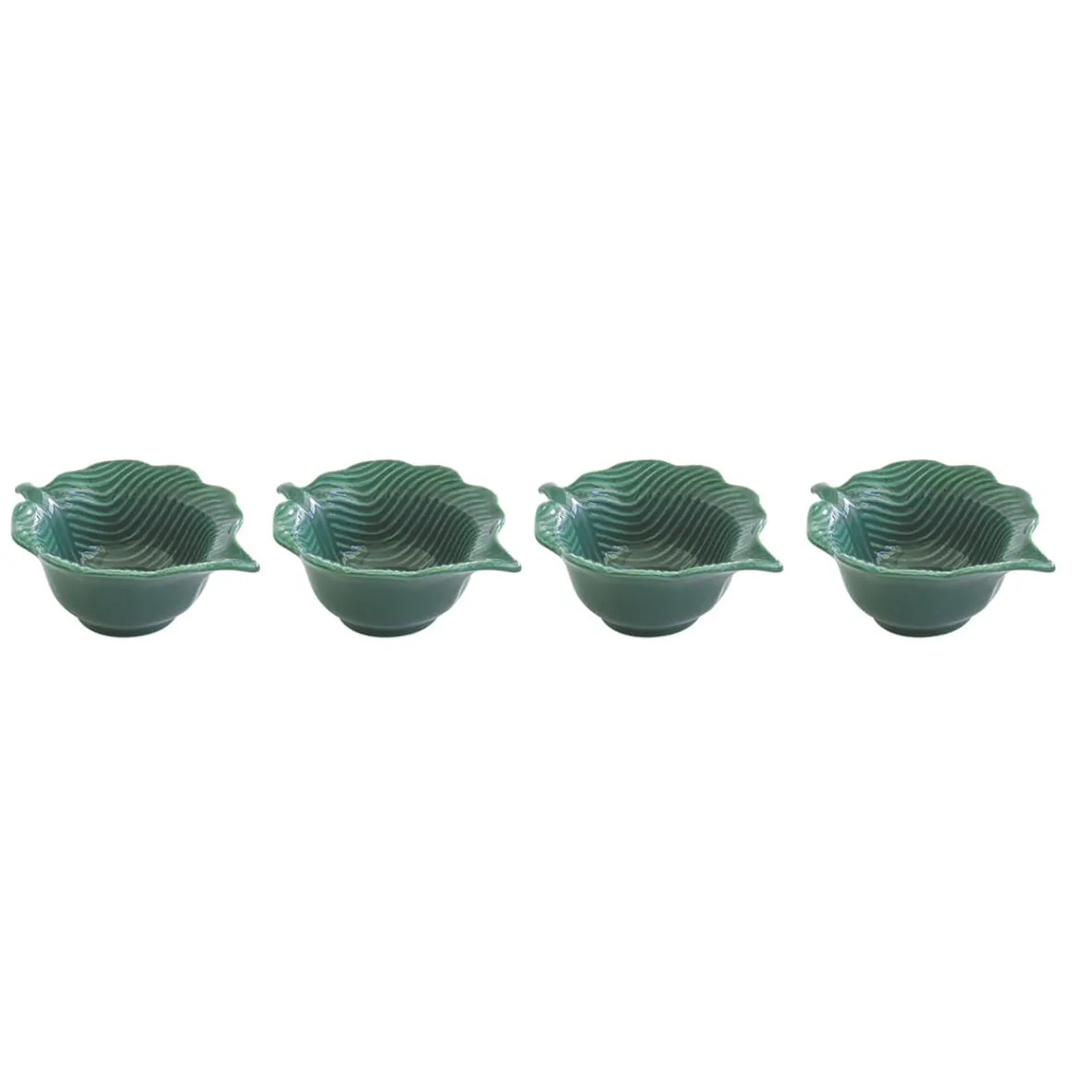 Easy Life Ensemble de 4 mini bols en porcelaine en forme de feuille TROPICAL LEAVES GREEN> Moderne|Services De Table En Porcelaine