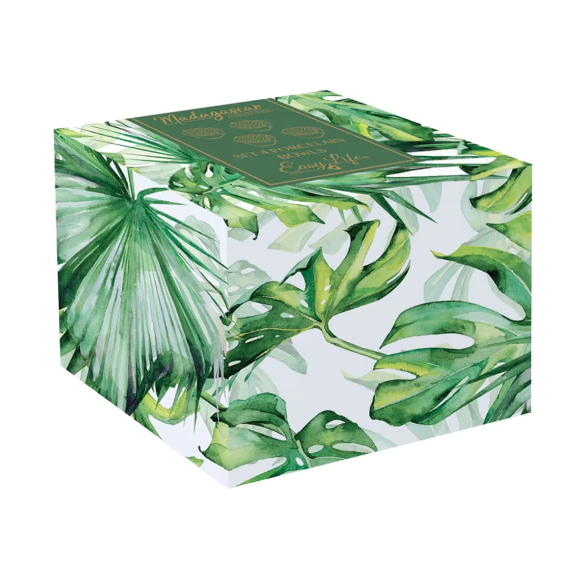 Easy Life Ensemble de 4 mini bols en porcelaine en forme de feuille TROPICAL LEAVES GREEN> Moderne|Services De Table En Porcelaine