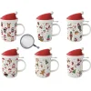 Easy Life Ensemble de 6 mugs avec couvercle et infuseur CHRISTMAS FRIENDS> Noël|Petit Dejeuner