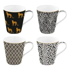 Easy Life Ensemble de 4 mugs de 300 ml COFFEE Mania SAVANA> Coffret Cadeau|Petit Dejeuner