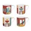 Easy Life Ensemble de 4 mugs de 300 ml ILLUSION> Coffret Cadeau|Petit Dejeuner