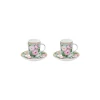 Easy Life Ensemble de 2 petites tasses à café avec soucoupes ROSES IN BLOOM> Romantique|Petit Dejeuner