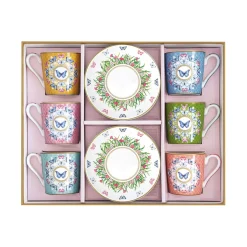 Easy Life Ensemble de 6 petites tasses à café avec soucoupes SPRING PARADE><noscript><img width=