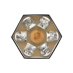 Easy Life Ensemble de 6 petits verres à café de 110 ml en porcelaine avec soucoupes RETRO JUNGLE><noscript><img width=