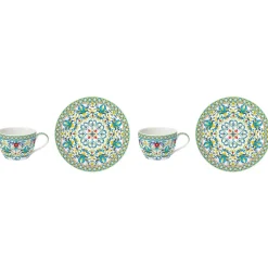 Easy Life Ensemble de 2 tasses à café avec soucoupes BLUE> Petit Dejeuner