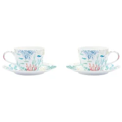 Easy Life Ensemble de 2 tasses à café avec soucoupe Under The SEA> Maritime|Petit Dejeuner