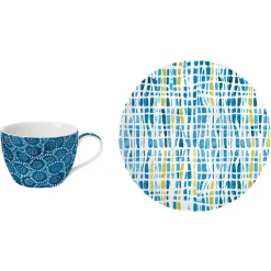 Easy Life Ensemble de 6 tasses à café avec soucoupes, 110 ml en porcelaine SHIBORI 2> Petit Dejeuner