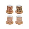Easy Life Ensemble de 4 tasses à café en porcelaine avec soucoupe en bambou 110 ml FLEURS DES RÊVES> Coffret Cadeau