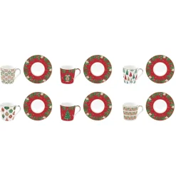 Easy Life Ensemble de 6 tasses à café avec soucoupe JINGLE BELLS> Petit Dejeuner|Jingle Bells