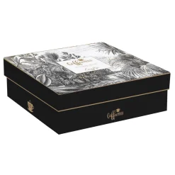 Easy Life Ensemble de 6 tasses à café de 100 ml avec soucoupes en porcelaine RETRO JUNGLE> Coffret Cadeau|Moderne