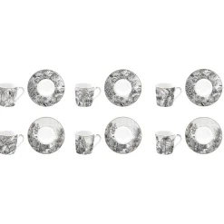 Easy Life Ensemble de 6 tasses à café de 100 ml avec soucoupes en porcelaine RETRO JUNGLE><noscript><img width=