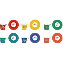 Easy Life Ensemble de 6 tasses à espresso de 100 ml avec soucoupes MARAJAH> Ethnique|Petit Dejeuner