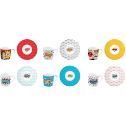 Easy Life Ensemble de 6 tasses à espresso de 100 ml avec soucoupesPOP ART><noscript><img width=