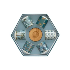 Easy Life Ensemble de 6 tasses à espresso de 110 ml avec soucoupes en bambou COFFEE Mania JUNGLE><noscript><img width=