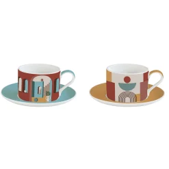 Easy Life Ensemble de 2 tasses 240 ml avec soucoupes ILLUSION> Coffret Cadeau|Petit Dejeuner