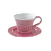 Easy Life Ensemble de 6 tasses à petit-déjeuner de 400 ml avec soucoupes en porcelaineDEEP PINK> Moderne|Petit Dejeuner