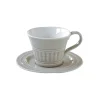 Easy Life Ensemble de 6 tasses à petit-déjeuner de 400 ml avec soucoupes en porcelaineLIGHT GREY> Moderne|Petit Dejeuner