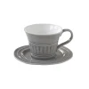 Easy Life Ensemble de 6 tasses à petit-déjeuner de 400 ml avec soucoupes en porcelaine DEEP GREY> Moderne|Petit Dejeuner