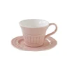 Easy Life Ensemble de 6 tasses à petit-déjeuner de 400 ml avec soucoupes en porcelaine LIGHT PINK> Moderne|Petit Dejeuner