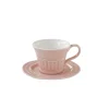 Easy Life Ensemble de 6 tasses à thé de 250 ml avec soucoupes en porcelaine LIGHT PINK> Moderne|Petit Dejeuner