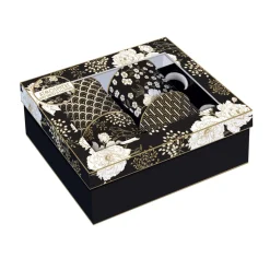 Easy Life Ensemble de 4 tasses ART DECO & FLOWERS> Coffret Cadeau|Petit Dejeuner
