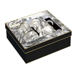 Easy Life Ensemble de 4 tasses assorties de 300 ml en porcelaine fine china RETRO JUNGLE> Coffret Cadeau|Moderne