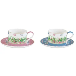 Easy Life Ensemble de 2 tasses avec soucoupes SPRING PARADE> Romantique|Petit Dejeuner