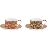Easy Life Ensemble de 2 tasses avec soucoupe en porcelaine 240 ml FLEURS DES RÊVES> Coffret Cadeau