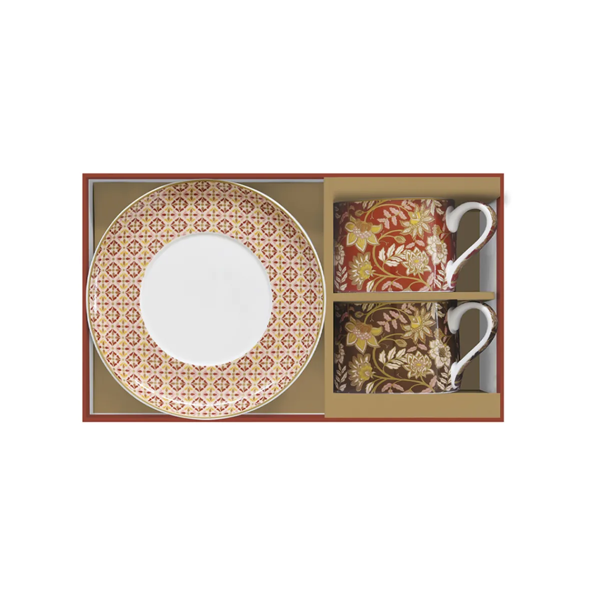 Easy Life Ensemble de 2 tasses avec soucoupe en porcelaine 240 ml FLEURS DES RÊVES> Coffret Cadeau