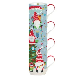 Easy Life Ensemble de 4 tasses empilables GNOMES AT WORK> Noël|Petit Dejeuner