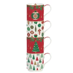 Easy Life Ensemble de 4 tasses empilables JINGLE BELLS> Petit Dejeuner|Jingle Bells