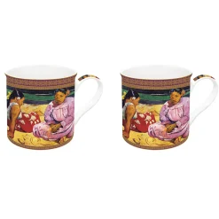 Easy Life Ensemble de 2 tasses en porcelaine de 300 ml dans une boîte cadeau TAHITIAN WOMEN ON THE BEACH> Masterpiece|Petit Dejeuner