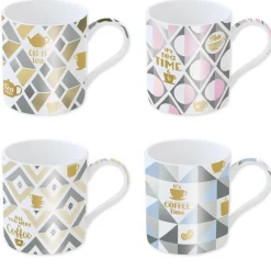 Easy Life Ensemble de 4 tasses en porcelaine de 350 ml avec décors assortis SHINE & COLOUR COFFEE> Petit Dejeuner